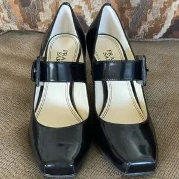 FRANCO SARTO WOMEN'S SHINY BLACK LEATHER MARY JANE HIGH HEELS SIZE 6 - Picture 2 of 12